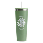 Daisies RTIC Everyday Tumbler with Straw - 28oz - Light Green - Double-Sided (Personalized)