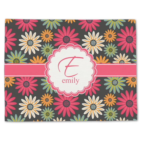 Custom Daisies Single-Sided Linen Placemat - Single w/ Name and Initial