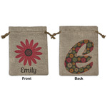 Daisies Medium Burlap Gift Bag - Front & Back (Personalized)