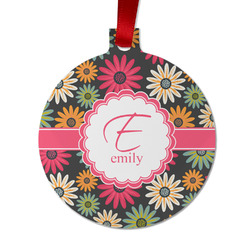 Daisies Metal Ball Ornament - Double Sided w/ Name and Initial