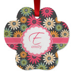 Daisies Metal Paw Ornament - Double Sided w/ Name and Initial