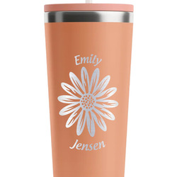Daisies RTIC Everyday Tumbler with Straw - 28oz - Peach - Double-Sided (Personalized)