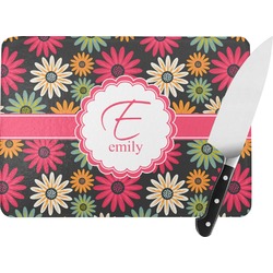 Daisies Rectangular Glass Cutting Board - Large - 15.25"x11.25" w/ Name and Initial