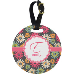 Daisies Plastic Luggage Tag - Round (Personalized)