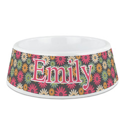 Daisies Plastic Dog Bowl - Medium (Personalized)