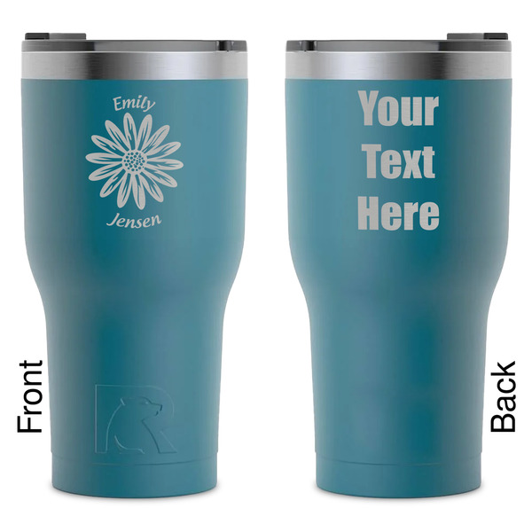 Custom Daisies RTIC Tumbler - Dark Teal - Laser Engraved - Double-Sided (Personalized)