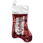 Daisies Reversible Sequin Stocking - Red (Personalized)