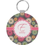 Daisies Round Plastic Keychain (Personalized)