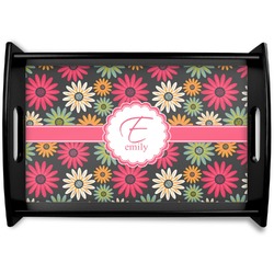 Daisies Black Wooden Tray - Small (Personalized)