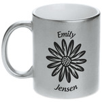 Daisies Metallic Silver Mug (Personalized)