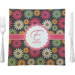 Daisies Glass Square Lunch / Dinner Plate 9.5" (Personalized)