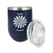 Daisies Stainless Wine Tumblers - Navy - Double Sided - Alt View