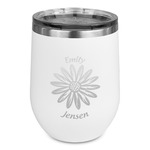 Daisies Stemless Stainless Steel Wine Tumbler - White - Single Sided (Personalized)