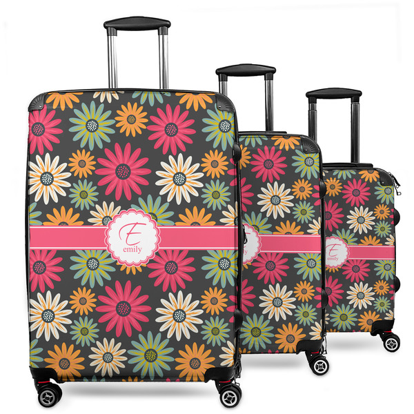 Custom Daisies 3 Piece Luggage Set - 20" Carry On, 24" Medium Checked, 28" Large Checked (Personalized)