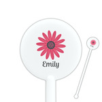 Daisies 5.5" Round Plastic Stir Sticks - White - Single Sided (Personalized)