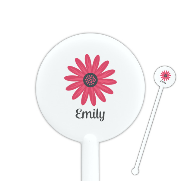 Custom Daisies 5.5" Round Plastic Stir Sticks - White - Double Sided (Personalized)