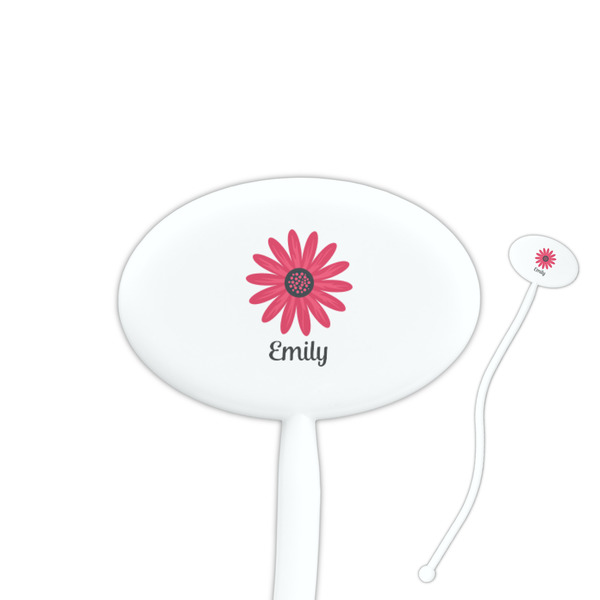 Custom Daisies 7" Oval Plastic Stir Sticks - White - Double Sided (Personalized)