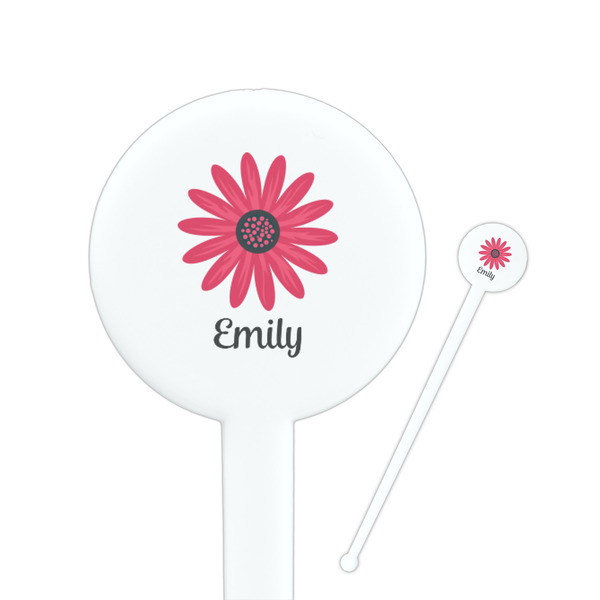 Custom Daisies 7" Round Plastic Stir Sticks - White - Double Sided (Personalized)