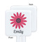 Daisies White Plastic Stir Stick - Single Sided - Square - Approval