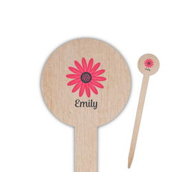 Daisies 6" Round Wooden Food Picks - Single Sided (Personalized)