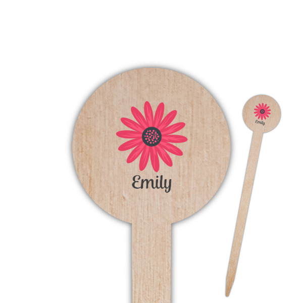 Custom Daisies 6" Round Wooden Food Picks - Double Sided (Personalized)