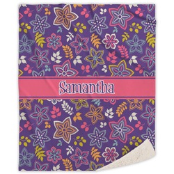 Simple Floral Sherpa Throw Blanket - 60"x80" (Personalized)