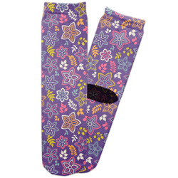 Simple Floral Adult Crew Socks