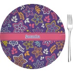 Simple Floral 8" Glass Appetizer / Dessert Plates - Single or Set (Personalized)