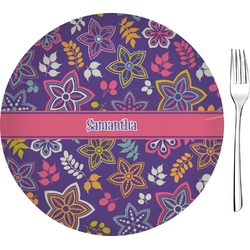 Simple Floral Glass Appetizer / Dessert Plate 8" (Personalized)