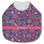 Simple Floral Jersey Knit Baby Bib w/ Name or Text