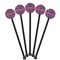 Simple Floral Black Plastic 5.5" Stir Stick - Round - Fan View