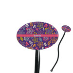 Simple Floral 7" Oval Plastic Stir Sticks - Black - Double Sided (Personalized)