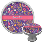 Simple Floral Cabinet Knob (Silver) (Personalized)