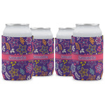 Simple Floral Can Cooler (12 oz) - Set of 4 w/ Name or Text