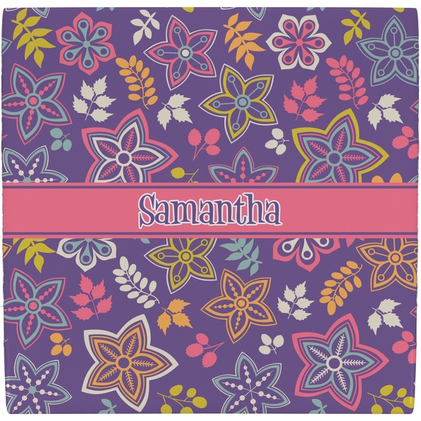 Custom Simple Floral Ceramic Tile Hot Pad (Personalized)