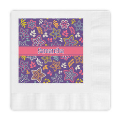 Simple Floral Embossed Decorative Napkins (Personalized)