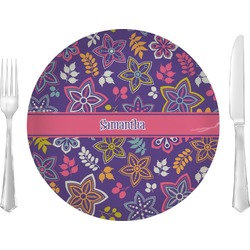 Simple Floral Glass Lunch / Dinner Plate 10" (Personalized)