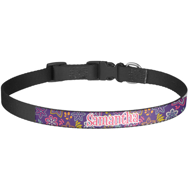 Custom Simple Floral Dog Collar - Large (Personalized)