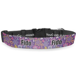 Simple Floral Deluxe Dog Collar - Medium (11.5" to 17.5") (Personalized)