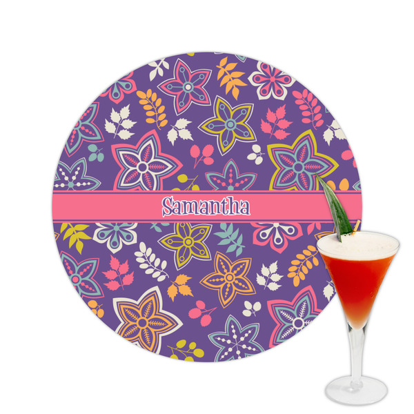 Custom Simple Floral Printed Drink Topper -  2.5" (Personalized)