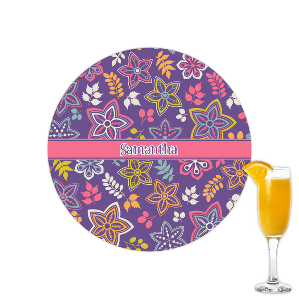 Custom Simple Floral Printed Drink Topper - 2.15" (Personalized)