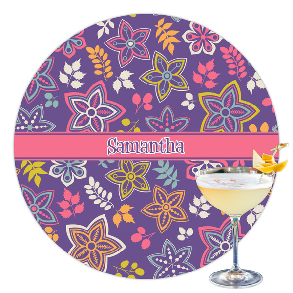 Custom Simple Floral Printed Drink Topper - 3.5" (Personalized)