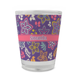 Simple Floral Glass Shot Glass - 1.5 oz - Single (Personalized)