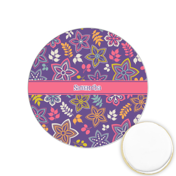 Custom Simple Floral Printed Cookie Topper - 1.25" (Personalized)