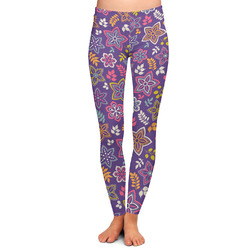 Simple Floral Ladies Leggings - Large