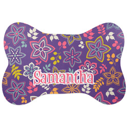 Simple Floral Bone Shaped Dog Food Mat (Large) (Personalized)