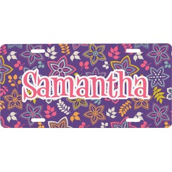 Simple Floral Front License Plate (Personalized)