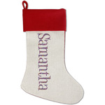 Simple Floral Red Linen Stocking (Personalized)