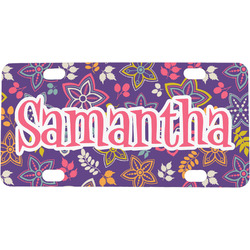 Simple Floral Mini/Bicycle License Plate (Personalized)