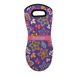 Simple Floral Neoprene Oven Mitt - Single w/ Name or Text